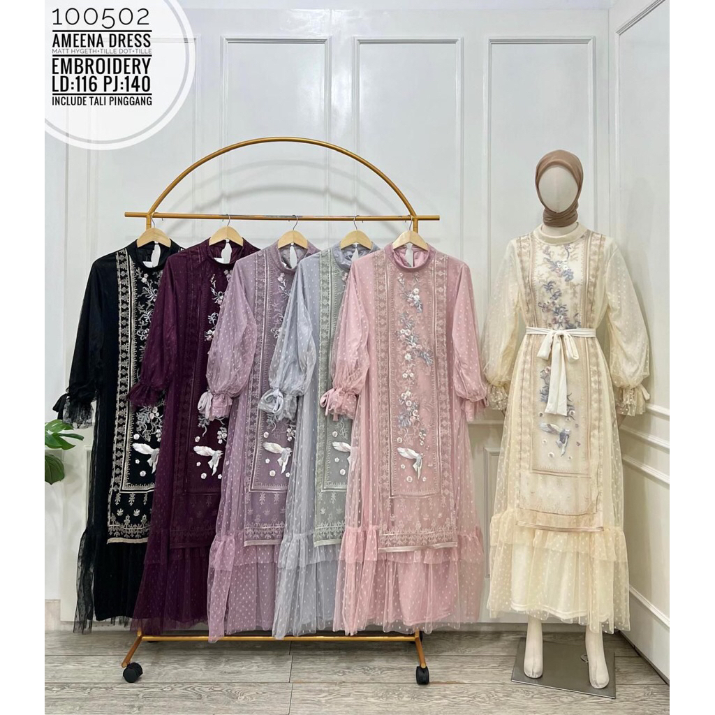 Amenna dress, dress lebaran dan kondangan dari bahan brukat tile