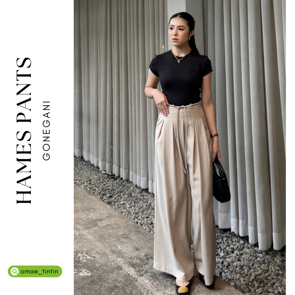 Gonegani HAMES PANTS (BEIGE, BLACK, GLASS GREY, CAPPUCINO, NATURAL, IVORY, BROENZEN) | Bawahan Wanit