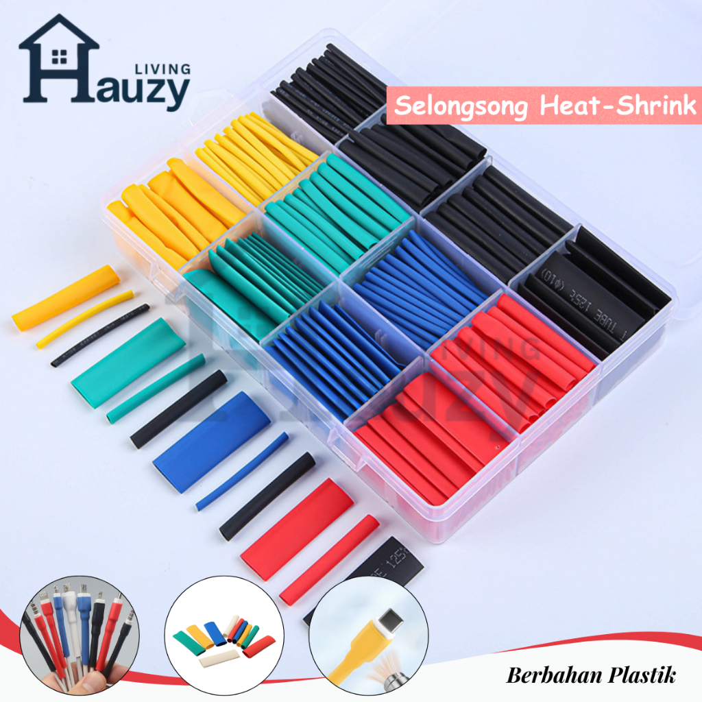 Hauzy - 560Pcs Kabel Heat Shrink Warna – Pelindung Kabel Motor Mobil Elektronik Set Lengkap