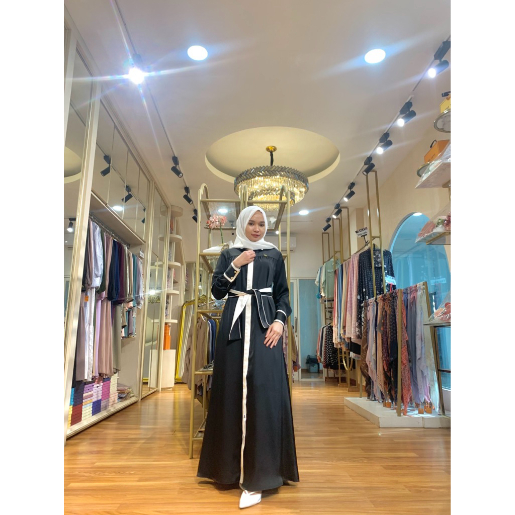 Meena Dress | Long Dress | Dress Hitam Putih | Dress Polos