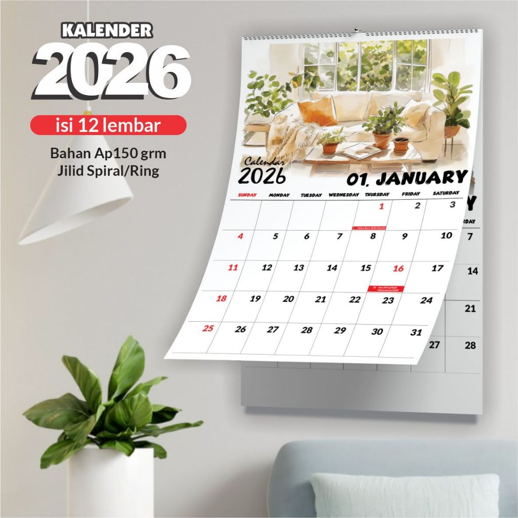 KALENDER DINDING 2026 | KALENDER DINDING AESTHETIC 2026