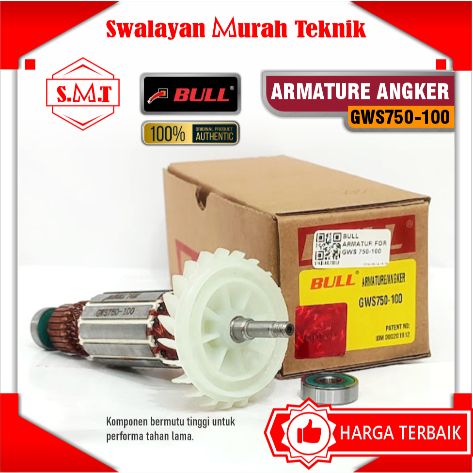 BULL GWS750-100 Armature Rotor Angkur Angker Mesin Gerinda Bosch GWS750-100