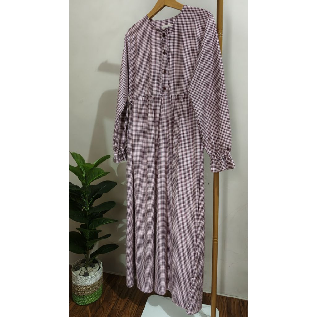 Gamis katun jepang motif kotak kecil