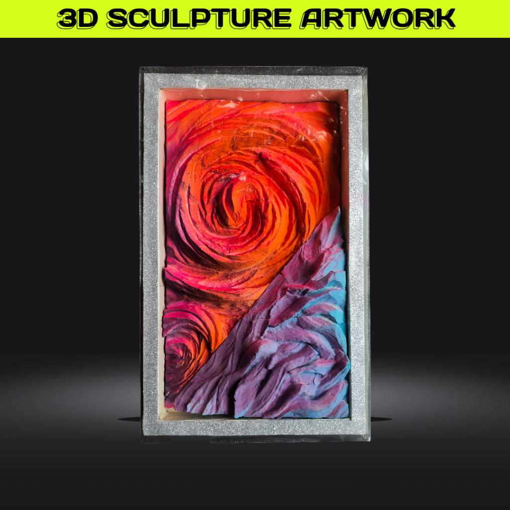 hiasan dinding murah premium lukisan 3D relief dekorasi interior rumah kantor coffee shop modern kek