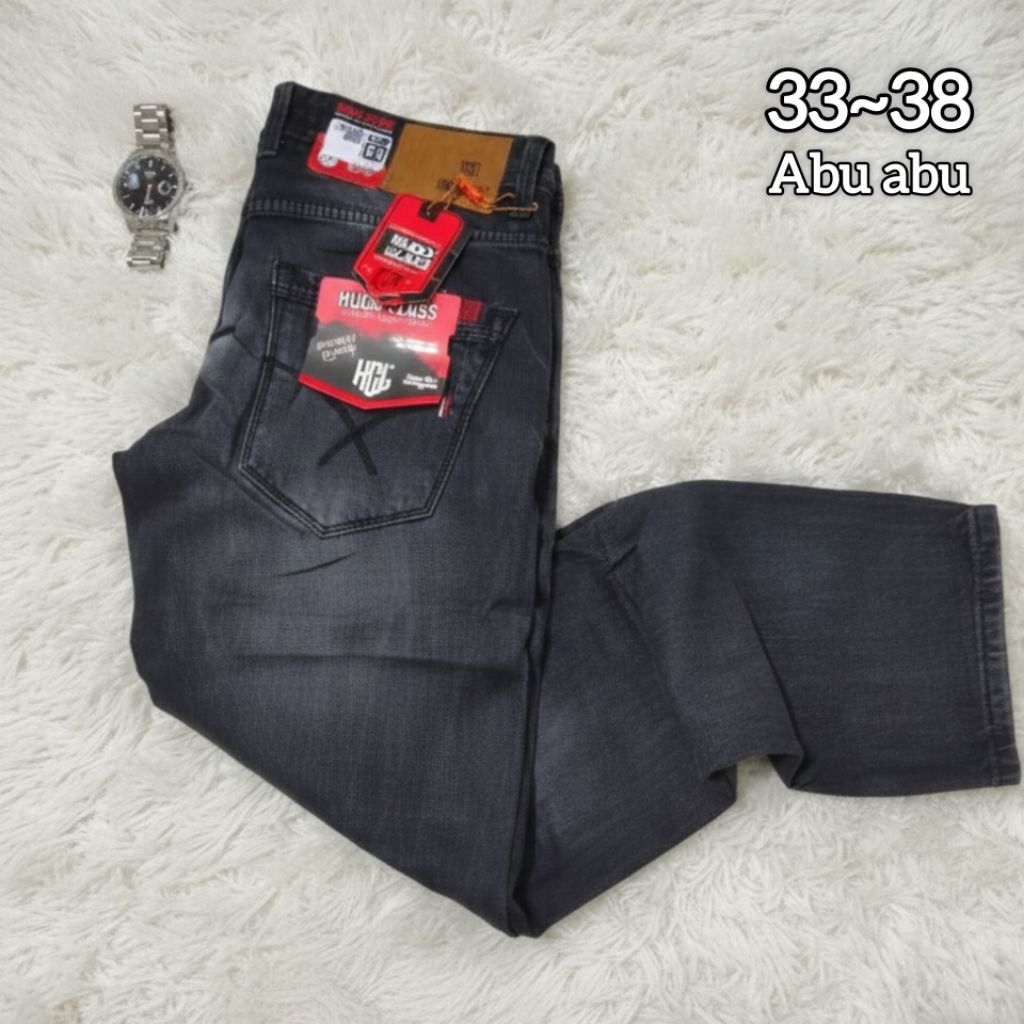HUGO GLASS celana panjang jeans pria original slim-fit size 33-38 jumbo premium
