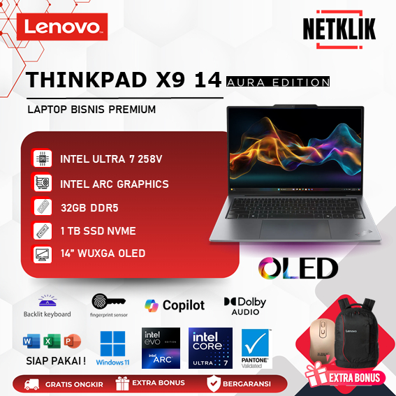 Lenovo Thinkpad X9 14 Aura Edition Intel Ultra 7 258V 32GB 1TB SSD OLED Windows 11 Pro