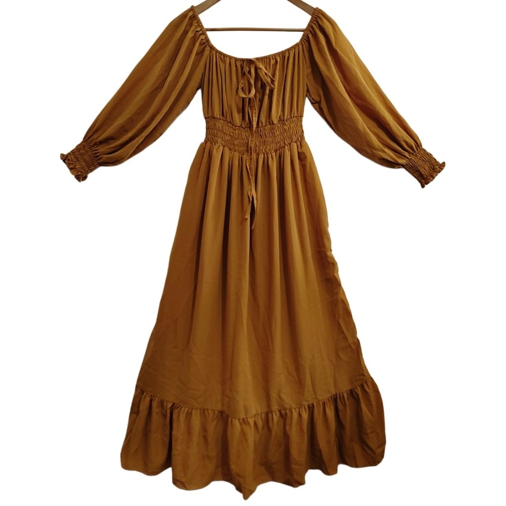 Dress panjang long mustard JUMBO dress pantai big size