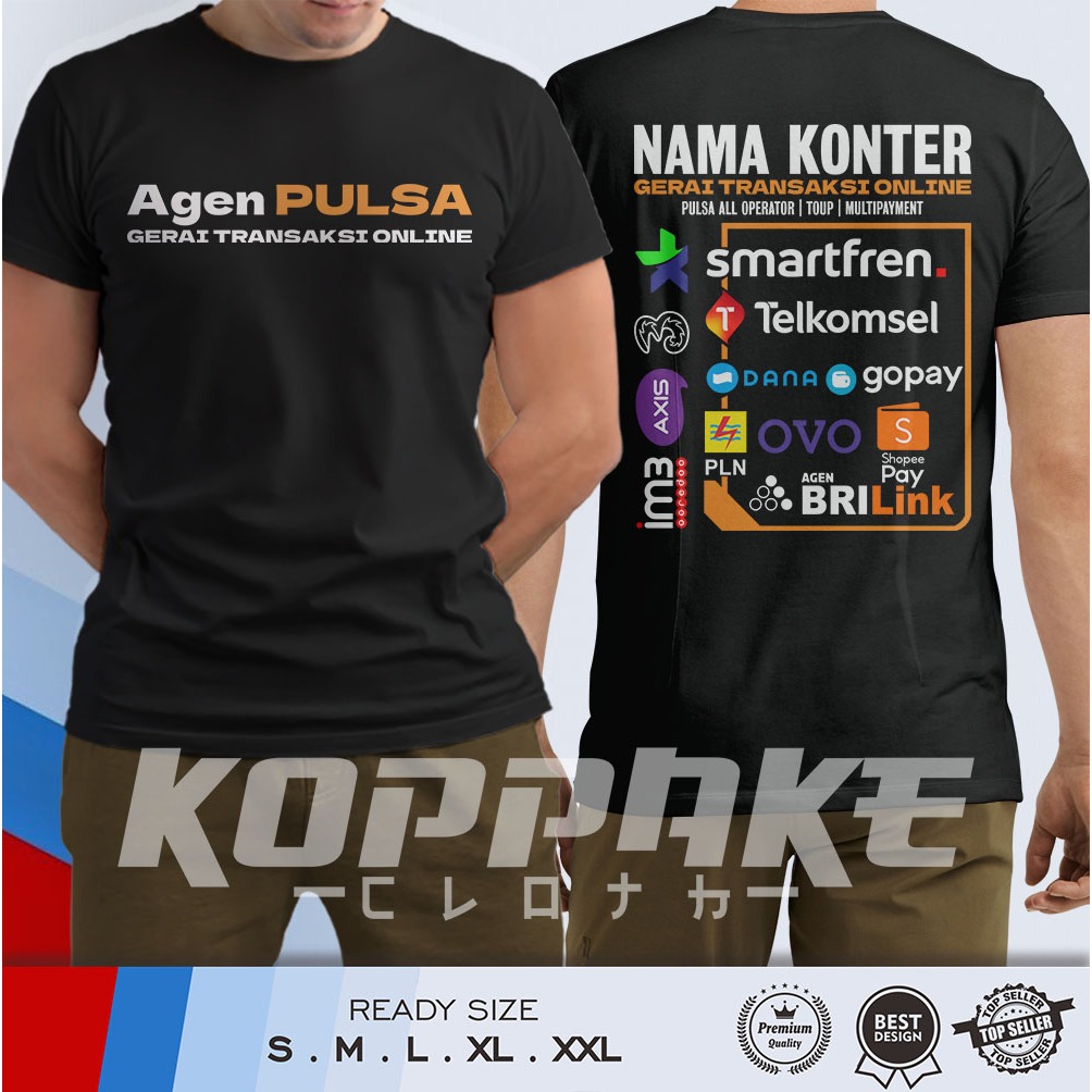 Kaos Gerai Transaksi Online Pulsa All Operator Top Up Multy Payment Gratis Nama Konter Kamu Baju Dis