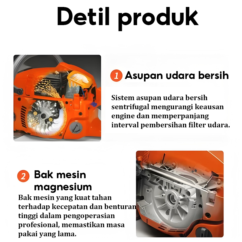 COD Gergaji Mesin Mini Chain Saw Senso 20/22/24inch Mesin Potong Kayu 70CC **