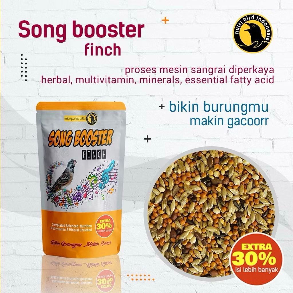 Pakan Burung Song Booster Finch Blackthroat, Sanger, Red siskin, binin burung makin gacor