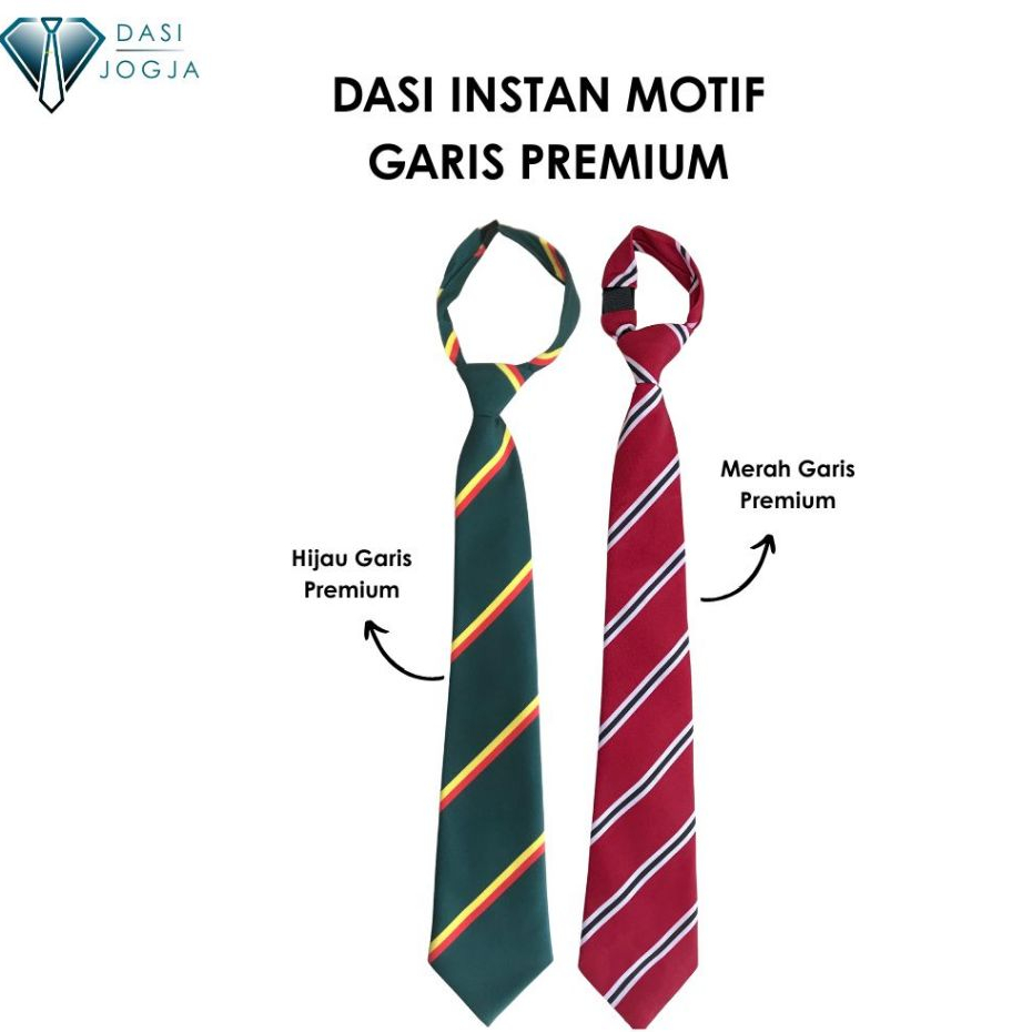 Dasi Instan Hijau Merah Motif Garis Premium