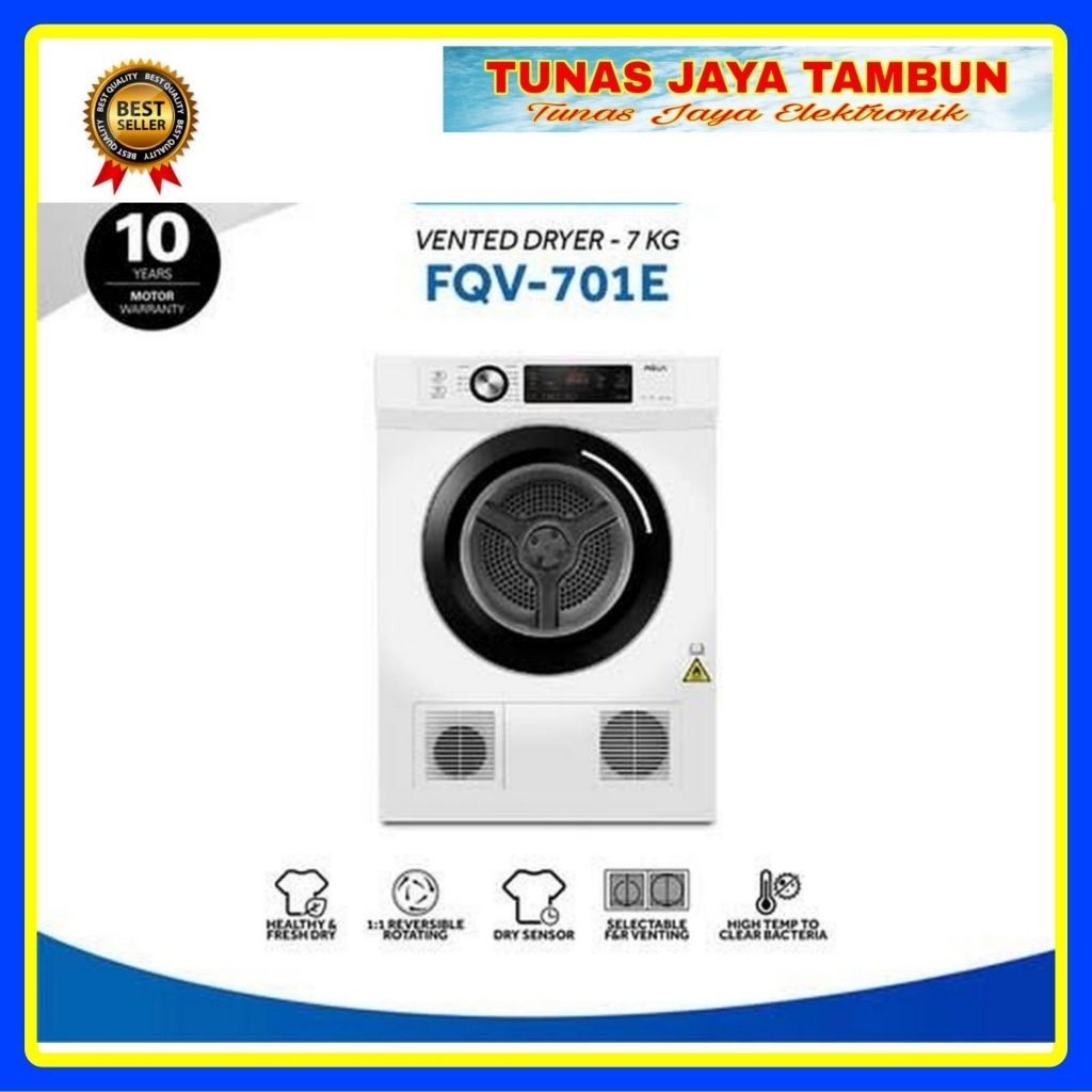 AQUA FQV-701E Mesin Pengering Pakaian 7 Kg Putih Vented Dryer
