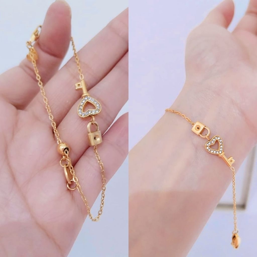 E0 Gelang kait lobster plus serut kunci gembok cap 750/17k titanium asli