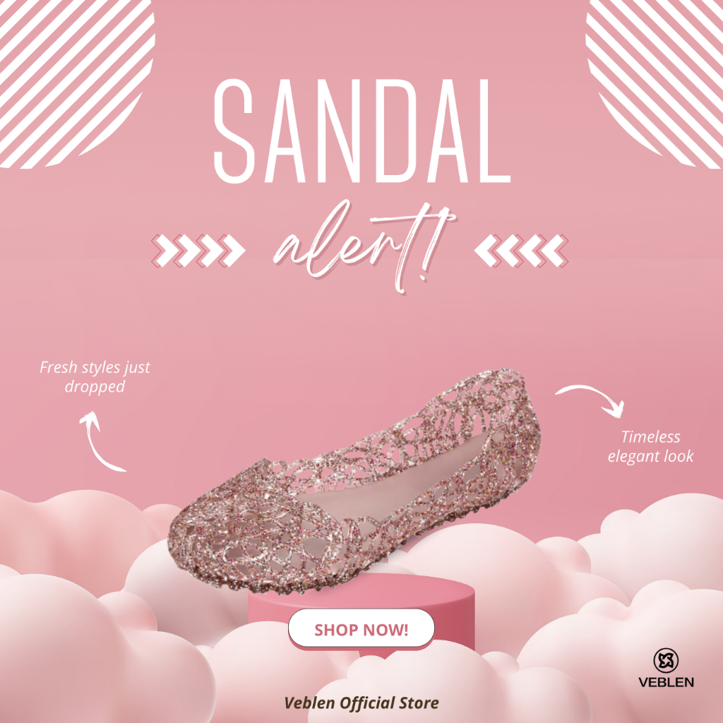 VEBLEN OFFICIAL STORE Sepatu Tari Flat Shoes Wanita Model Metalic Bunga Gaya Korea Elegan Mewah