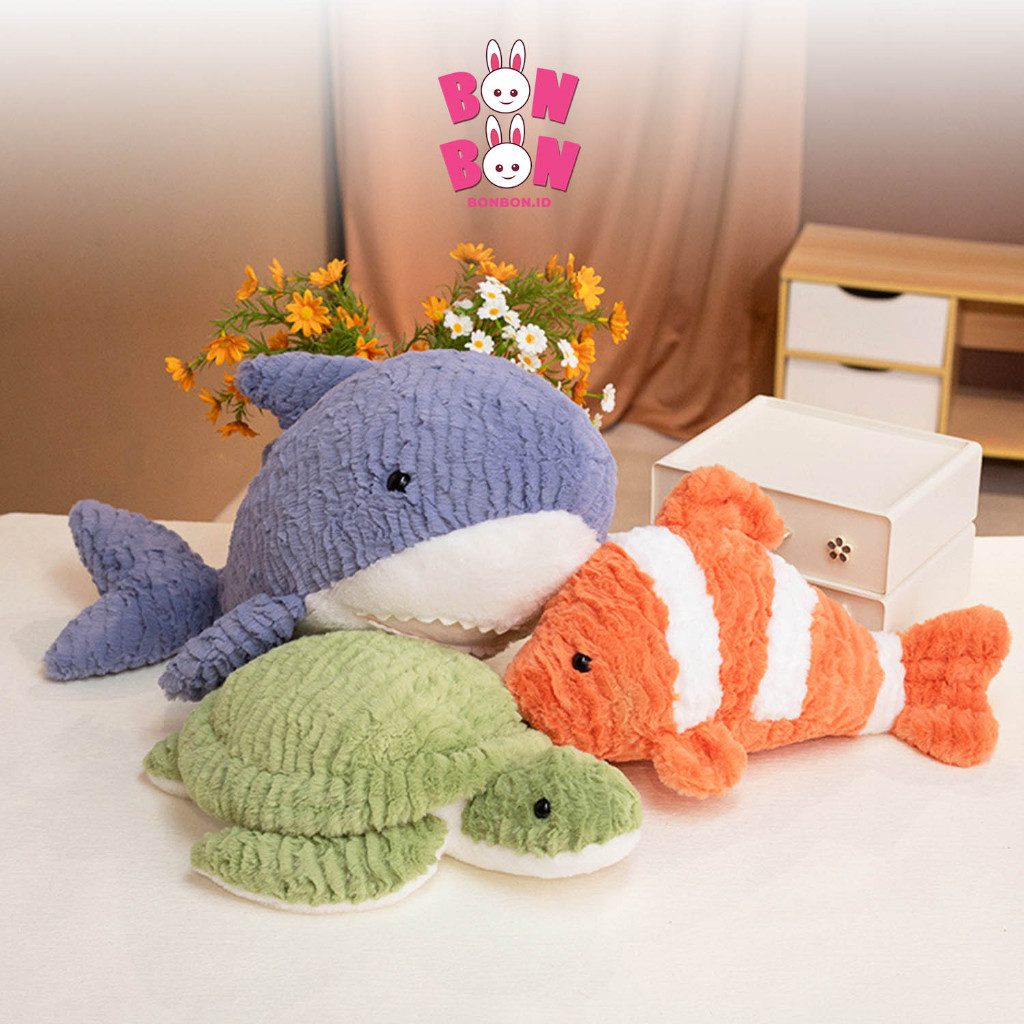 Boneka Ikan Nemo Penyu Hiu Baby Shark Kawaii Plush Toy Mainan Anak Karakter Turtle Badut Clown Fish 