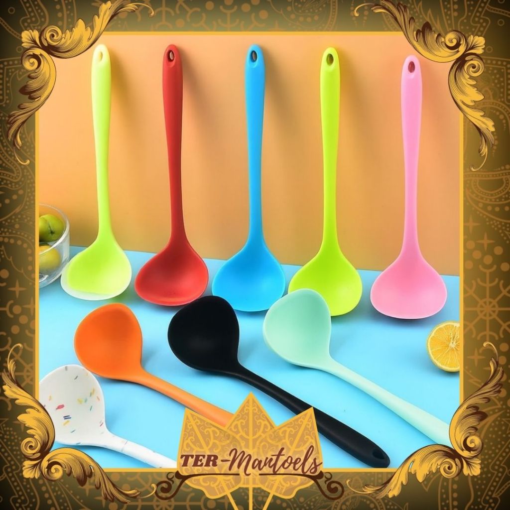 Alat Masak Centong Kuah Spatula Silikon Sup Silikon  Centong Sayur Silikon Tahan Panas