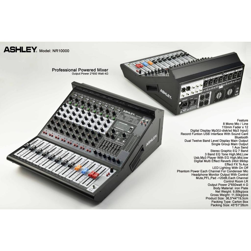 POWER MIXER ASHLEY NR-10000 ORIGINAL PROFESSIONAL POWERED MIXER 8 CHANNEL