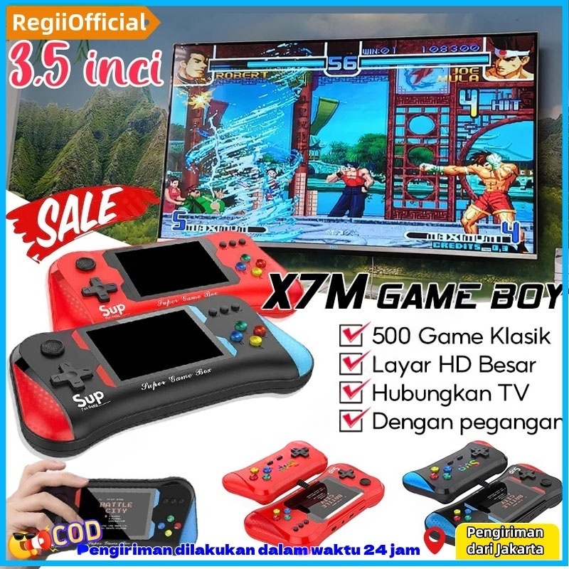 [3.5 INCI]X7M Mini Game Boy Portable 1P/2P Pemain 500 Game Retro SUP Dual Konsol Stick Handheld Game