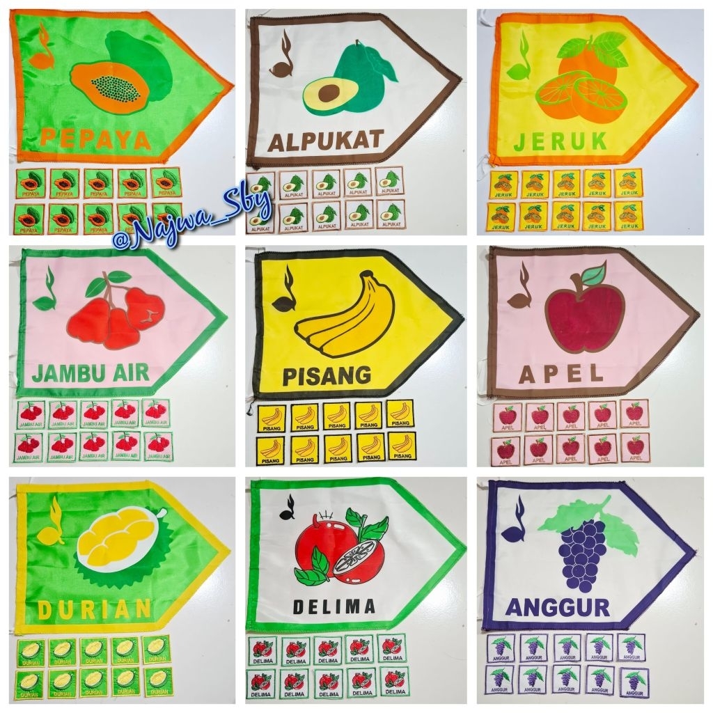 ( 1 Peket = 1 Bendera Regu + 10 Bet Regu ) Regu Pramuka Warna Nama Buah Buahan