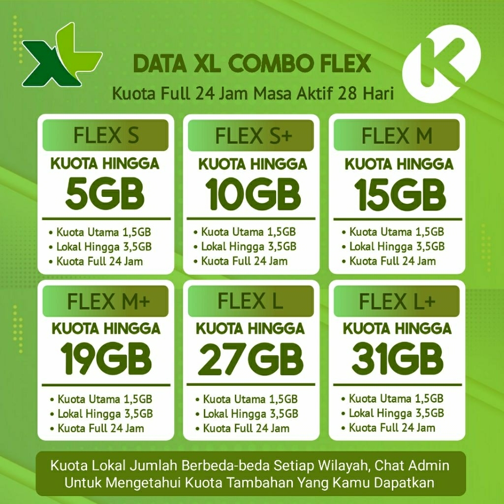 Paket Data XL Combo Flex S/M/L 28 Hari/Paket Kuota Data XL Combo Flex