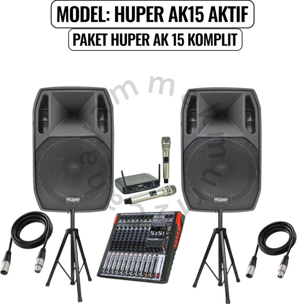 Paket speaker Huper Ak15A 500 watt aktif original Paketan