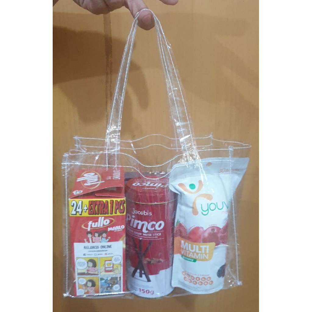 Tas Mika Bening Transparan 25 x 20 x 13 cm, Souvenir Ulang Tahun Anak, Aqiqah, Snack Ultah Kue Lebar