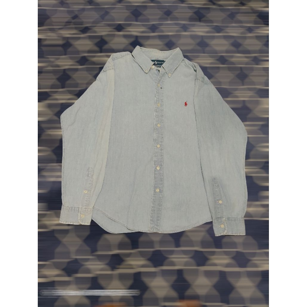 original kemeja denim polo Ralph Lauren lengan panjang