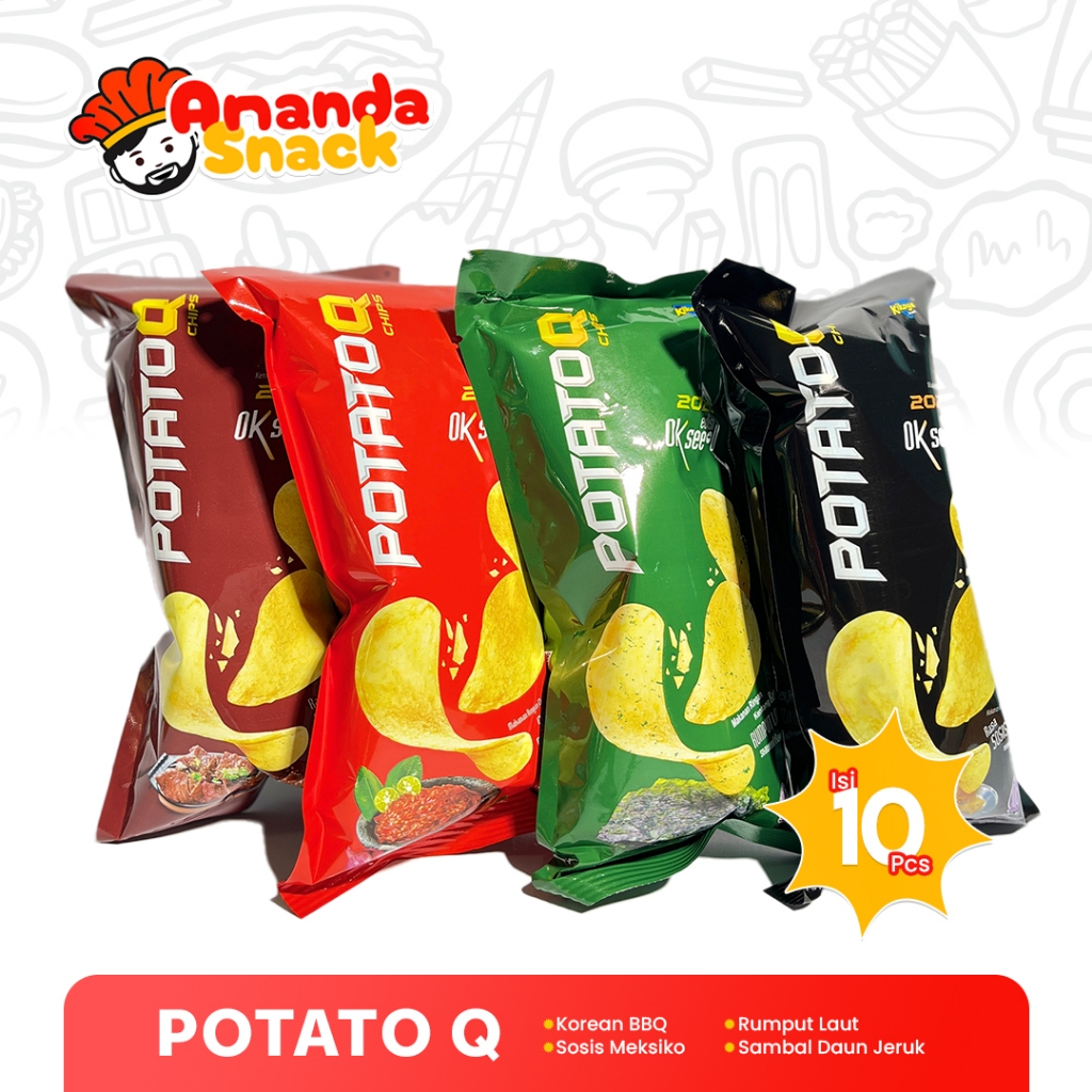 Potato Q Keripik Kentang Chips PotatoQ / Potato Q 1 Pack isi 10 Pcs / Banyak Variant