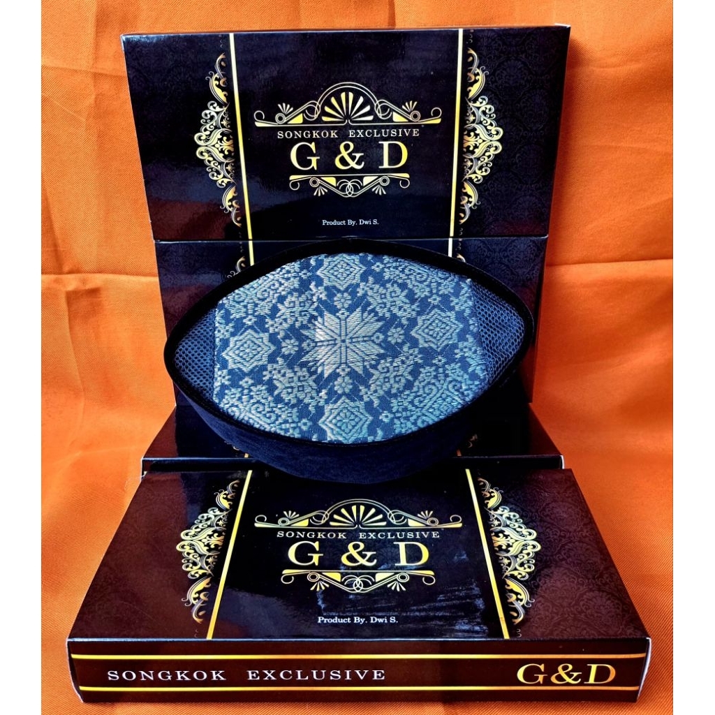 SONGKOK/PECI AC BLUDRU HITAM .ATAS PAKAI KAIN SONGKET silver