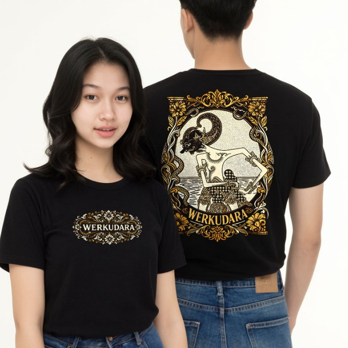 T-shirt Wayang WERKUDARA Kaos Jawa Tshirt Werkudoro Budaya Jawa pria pitutur kata kata pramesti Orig
