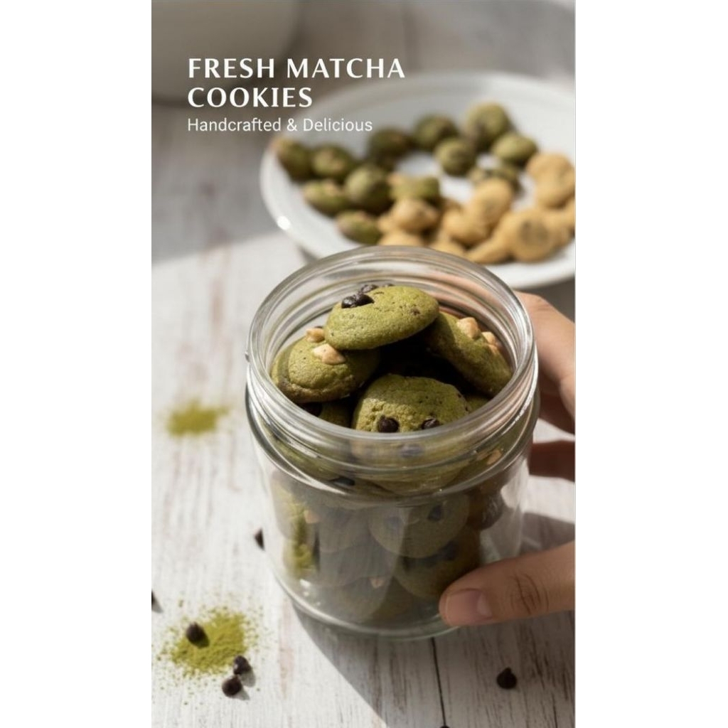 Mini cookies mactha in jar