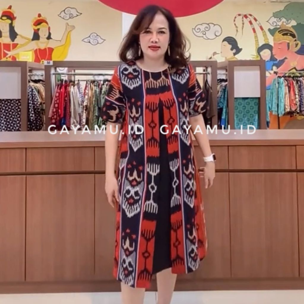 IRENE  DRESS BATIK INDIGO tenun asli