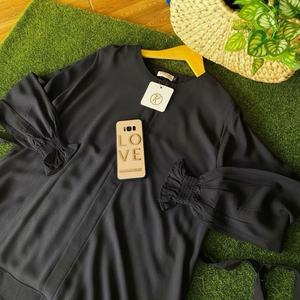 Gamis abaya polos katun rayon twill