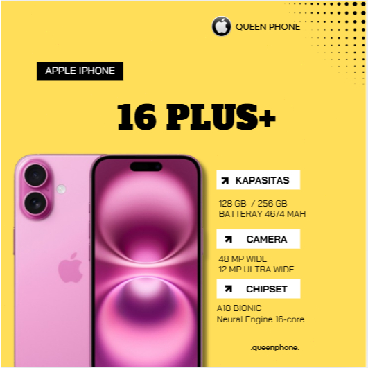 IP 16 PLUS 128GB/256GB SECOND LIKE NEW FULLSET NO MINUS