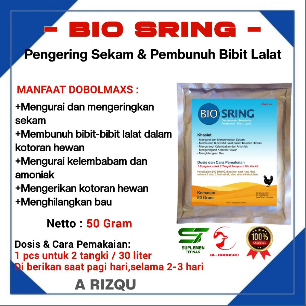 BIO SRING - ( Pengering Sekam dan Membasmi Bibit Lalat ) - OBAT PENGERING SEKAM  - AYAM BROILER - pe