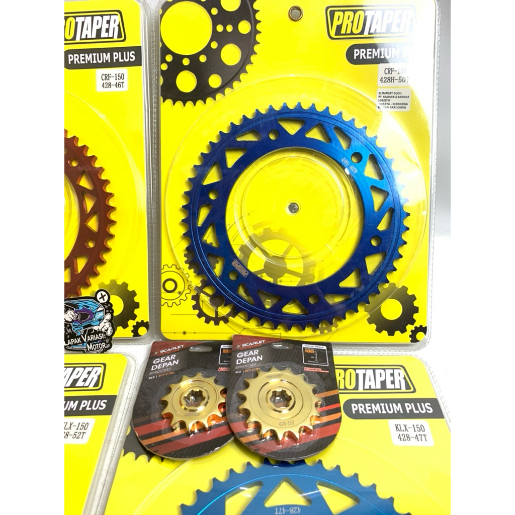 gear Belakang Protaper KLX 150 Merah Biru Gear Belakang 428 dan gear scarlet depan Supermoto Trabas 