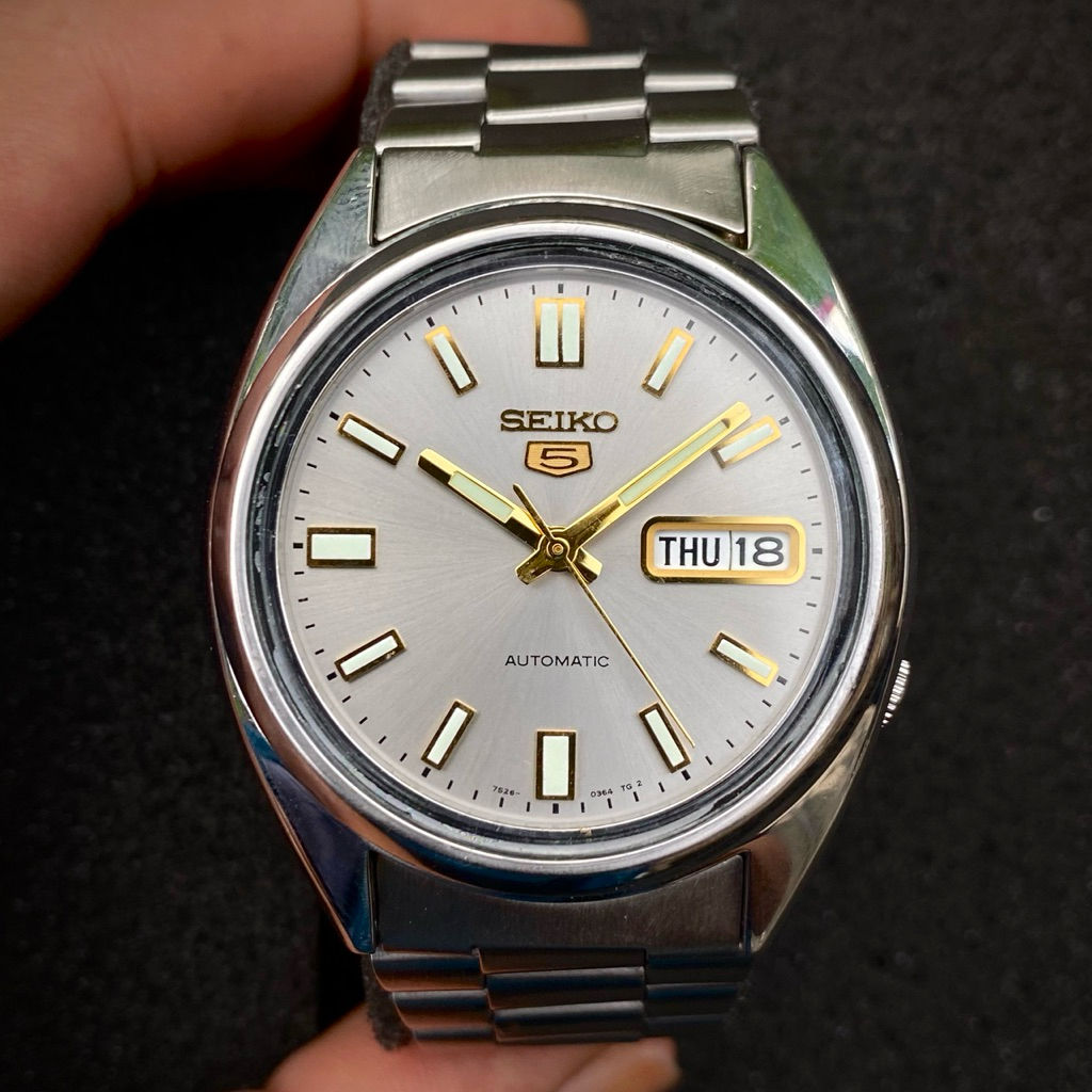 (SOLD OUT) Seiko 5 SNXS75 Grey Gold Automatic 7s26-0480 Siap Pakai