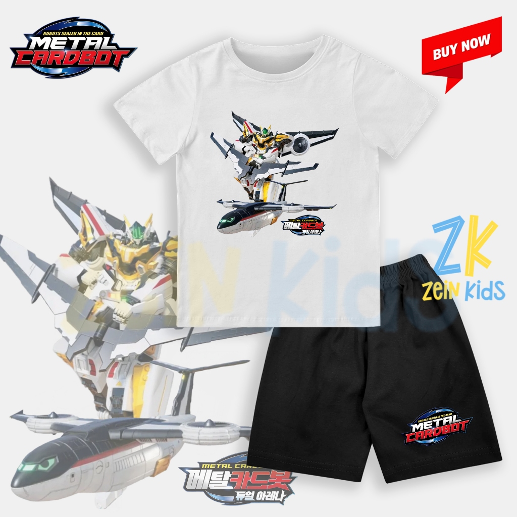Baju Setelan Anak Metal Cardbot Sky Gallop / Kaos Setelan Anak Gambar Robot Kartun