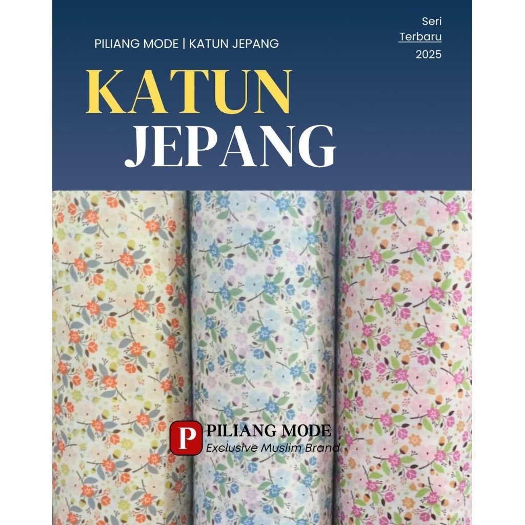 Kain Katun Jepang Twill Minyak Meteran Motif Bunga – Lembut & Premium | Piliang Mode