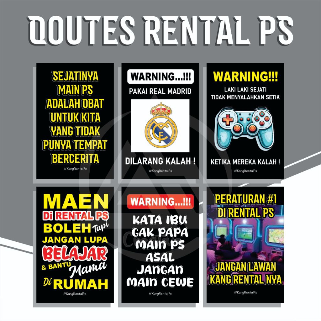 QUOTES KANG RENTAL PS, Hiasan dinding Rental Ps, Walldecor Qoutes lucu