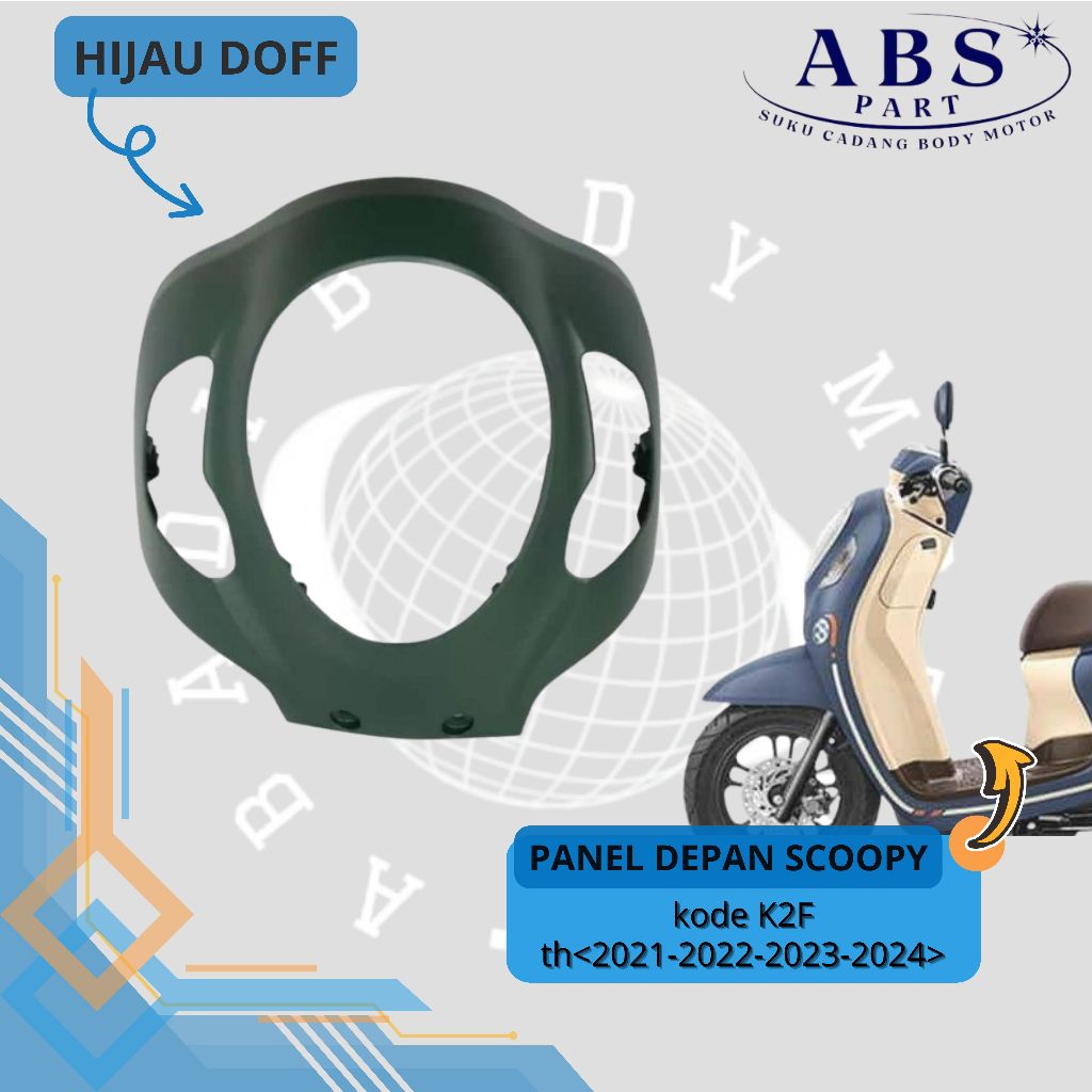 cover panel tameng depan body depan motor scoopy prestige new k2f  hijau doff 2021 2022 2023