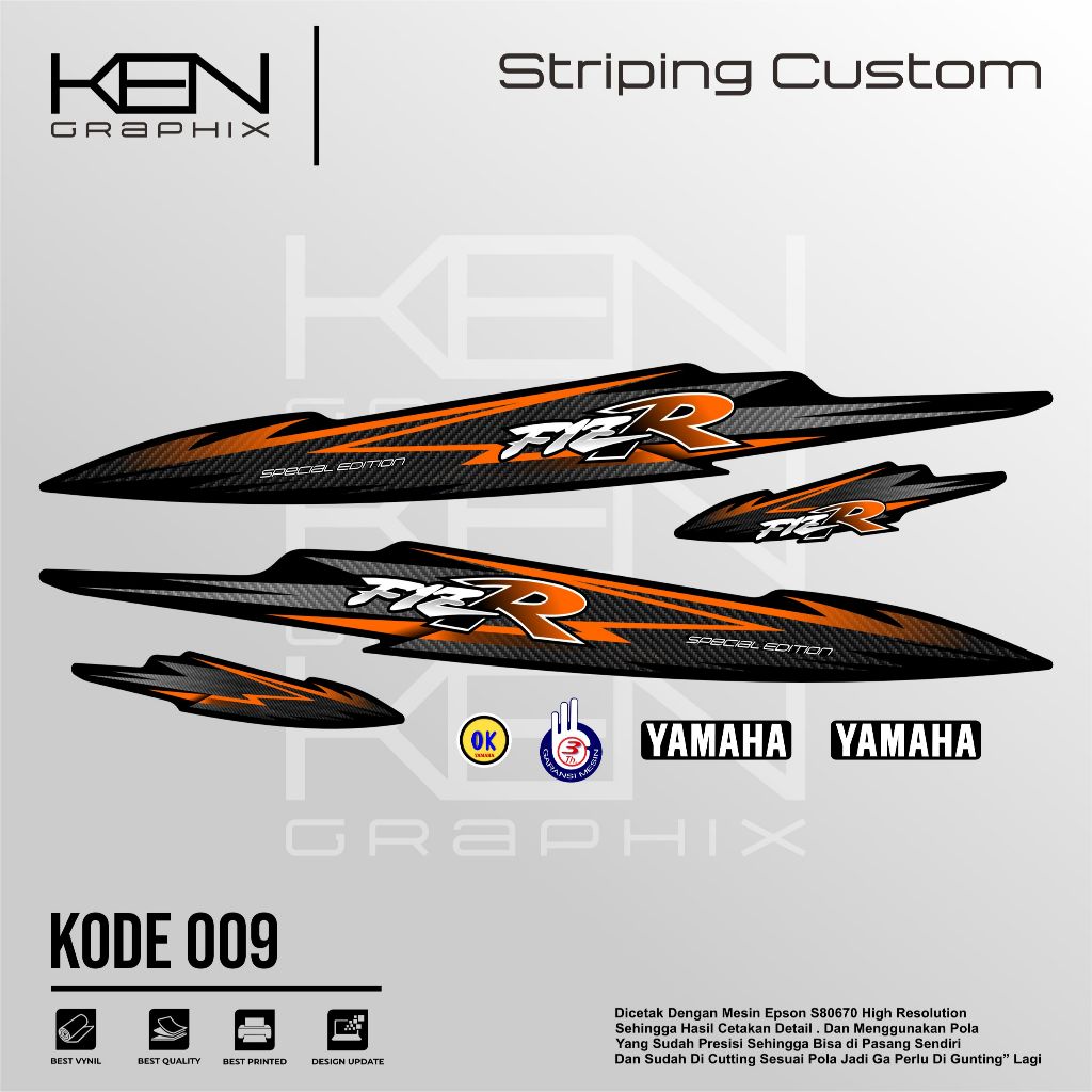 STICKER MOTOR YAMAHA FIZ R/DECAL FIZ R/DECAL VARIASI FIZ/KODE 009