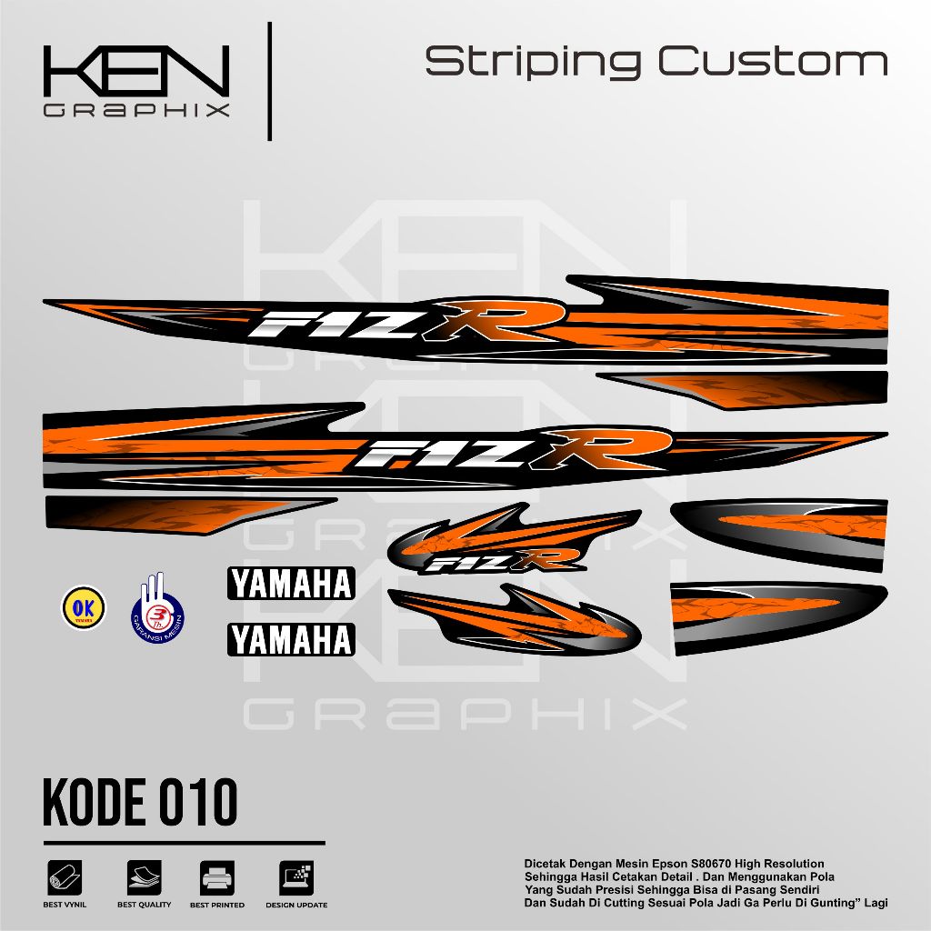 STICKER MOTOR YAMAHA FIZ R/DECAL FIZ R/DECAL VARIASI FIZ/KODE 010