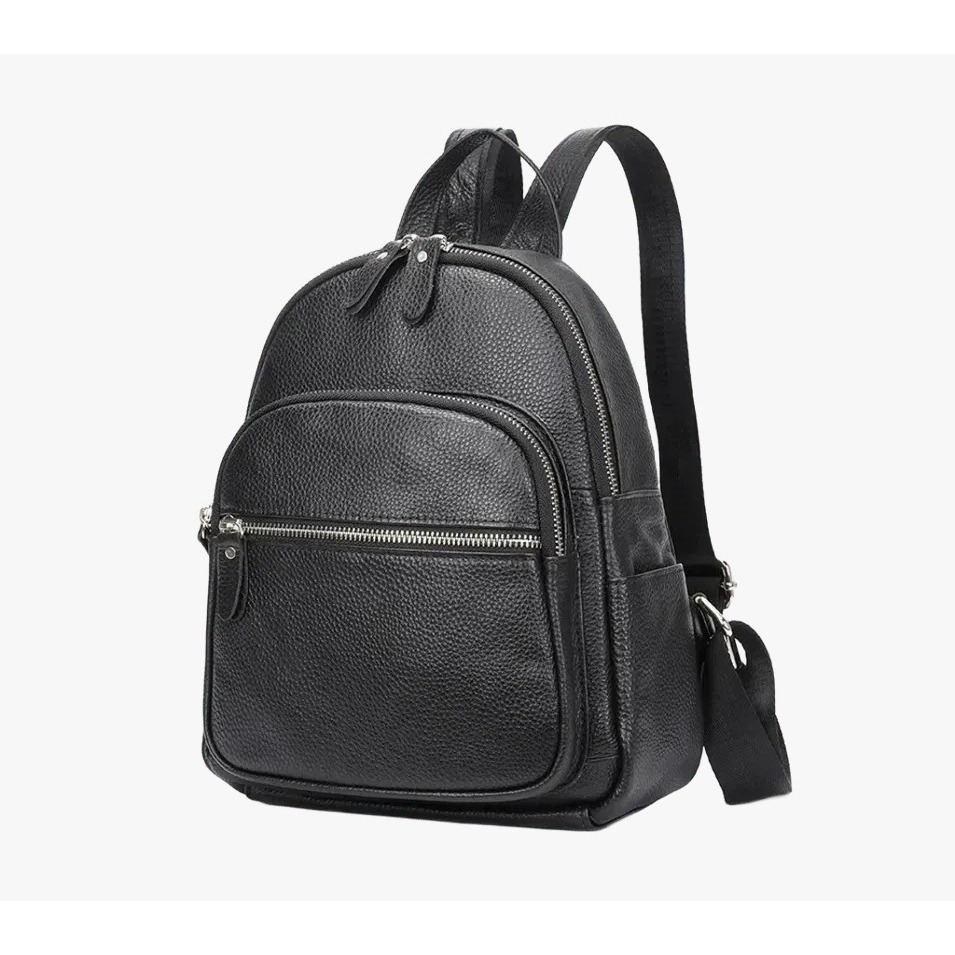 AJAIKER Tas Ransel Mini Wanita Kulit Asli Premium | Backpack Cewek Elegan Hitam Kekinian