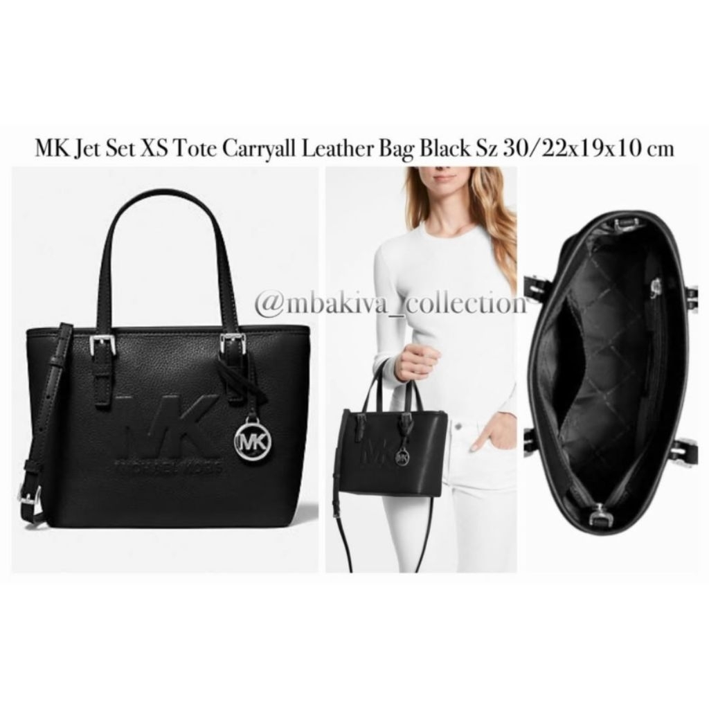 MK Jet Set XS Tote Carryall Leather Bag Black