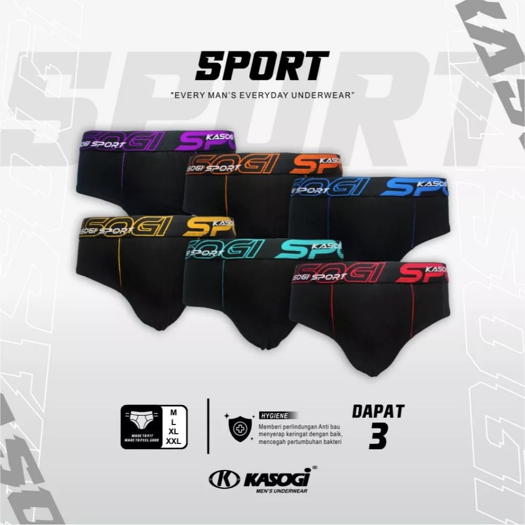 [ 3 pcs ] CD Kasogi SPORT | VISION | PRO ONE Celana Dalam Pria Karet Boxer 100% Original - Dyarshop
