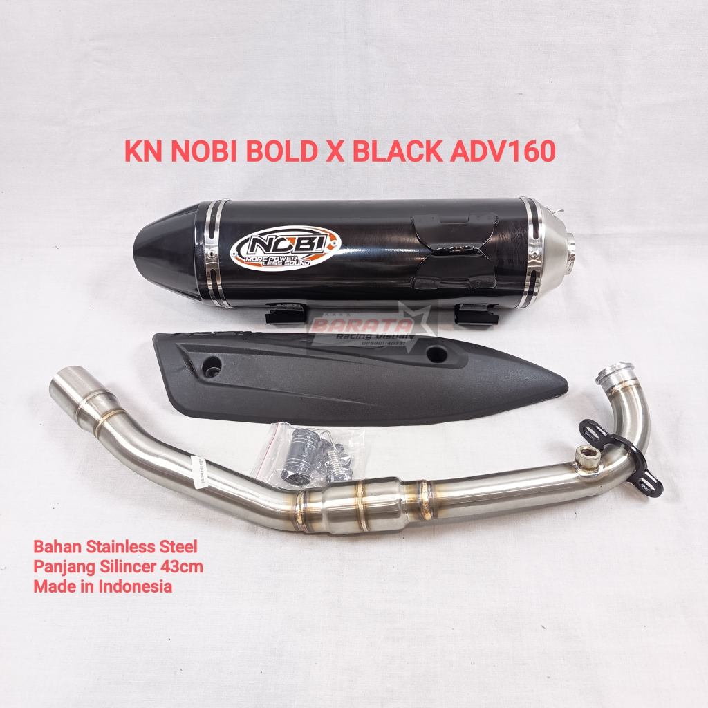 KNALPOT NOBI BOLD X BLACK STAINLESS STELL MOTOR ADV160 UK. SILINCER 43CM