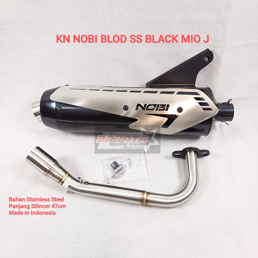 KNALPOT NOBI BOLD STAINLESS STEEL BLACK MOTOR MIO J SILINCER 47CM
