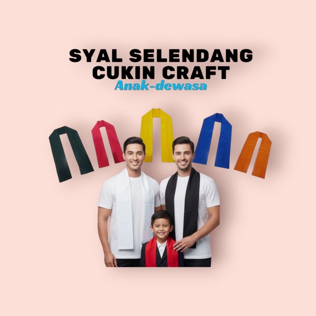 Syal Selendang Cukin Polos Putih Hitam | Ukuran Anak & Dewasa | Selendang Betawi