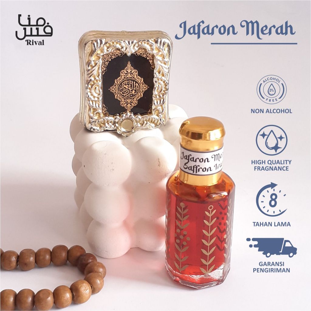 Minyak Wangi JAFARON MERAH Murni Original 100% Non Alkohol BY RIVAL PARFUM